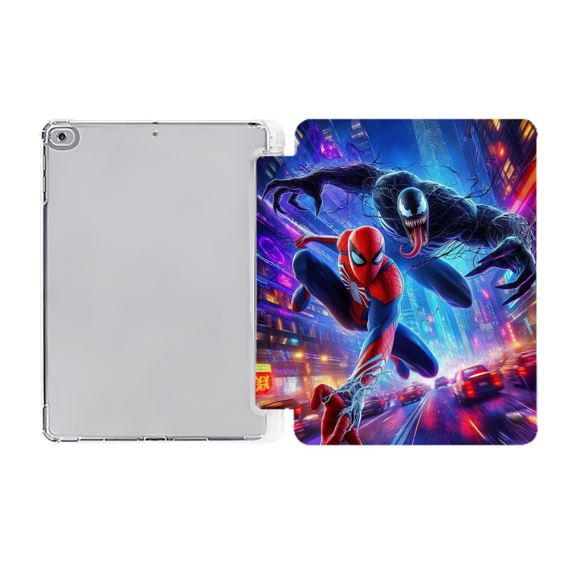 （画像用） Spider Man スパイダーマン IPad ケース ペン収納付き 三つ折りスタンド PUレザー×シリコン 対応機種9.5/10.5/10.9インチ